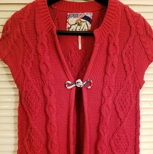 Free People cable knit Red sweater in small petite